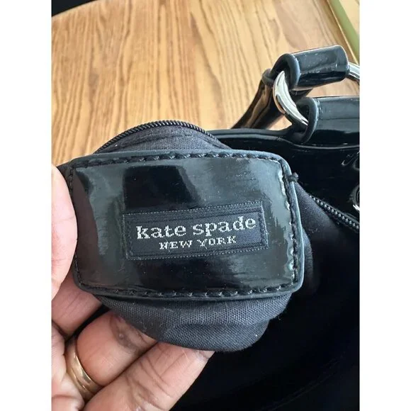 Kate Spade New York Black Croc-Embossed Patent Leather Tote Handbag 10x8x4